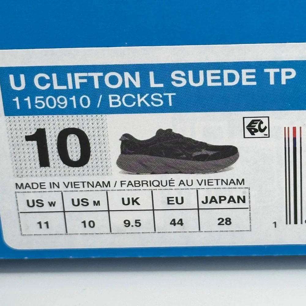 NWT Hoka Clifton Elite Terrain System L Suede Leather Black Grey Unisex Sneakers - Picture 7 of 16